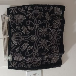 Alice and Olivia Black Velvet hand beaded mini skirt